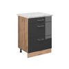 KÜCHENUNTERSCHRANK R-Line Anthrazit Hochglanz 60 cm AP Marmor - Anthrazit/Eiche Wotan, Holzwerkstoff (60/81.6/60cm) - Vicco