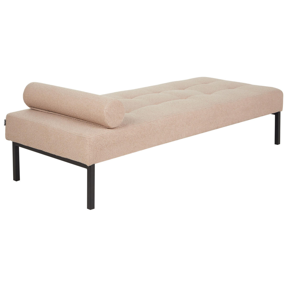 ČALOUNĚNÉ LEHÁTKO CHAISE LONGUE Bouclé Béžové Chinon - černá/béžová, textil (178/41/73cm) - Beliani