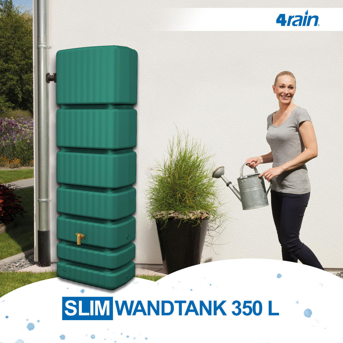 WANDTANK 350 L, dunkelgrün - Grün, Kunststoff (60/184/39cm) - 4rain