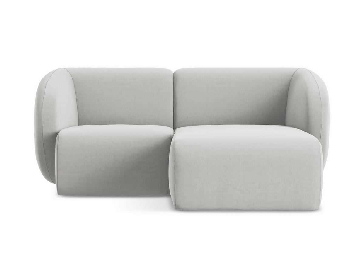 ECKSOFA Rechts Samt Stoff Grau - Silberfarben/Schwarz, Holzwerkstoff/Kunststoff (178/166cm) - Makamii