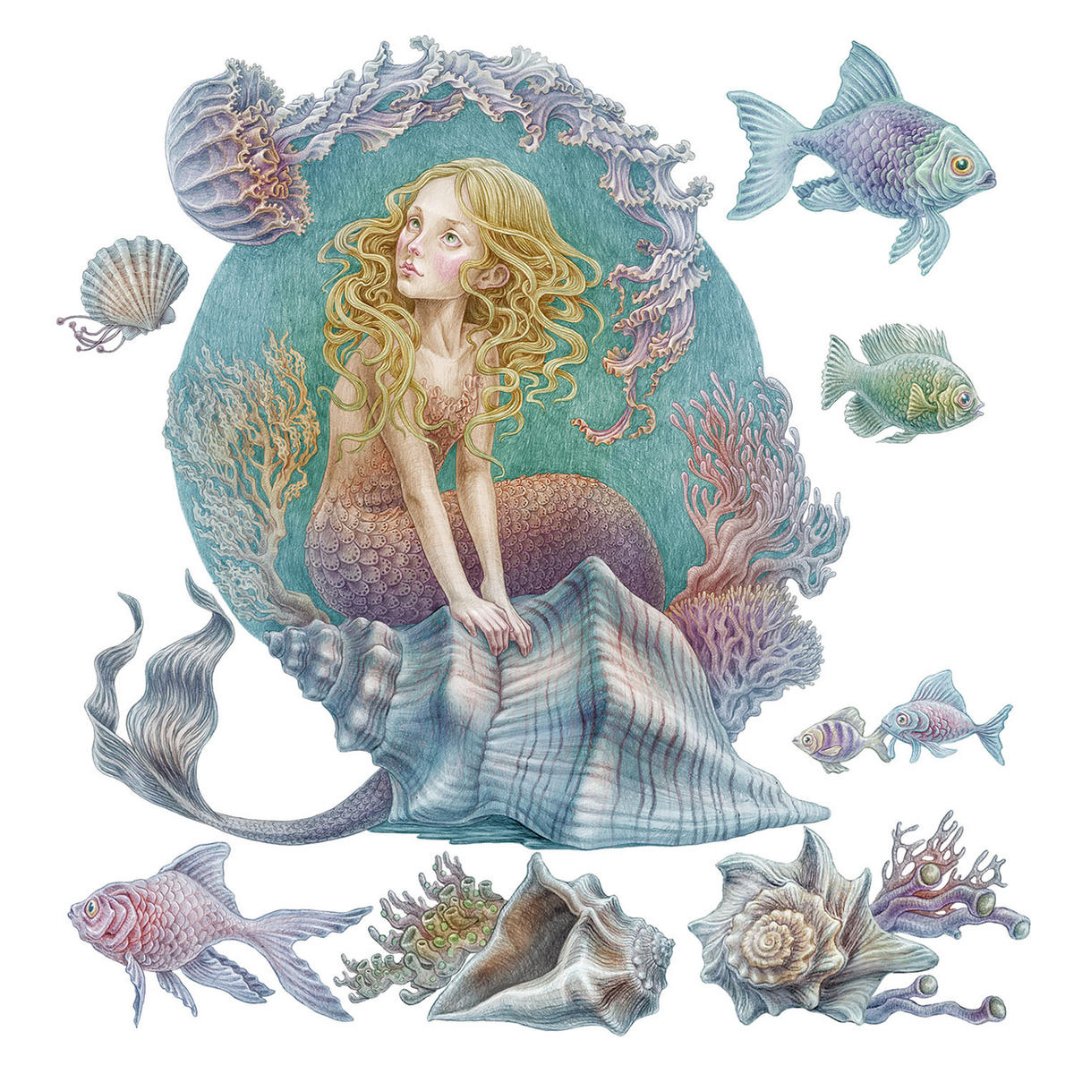 AUFKLEBER 130x115 cm Meerjungfrau Unterwasser - Türkis, Kunststoff (130/115/0.1cm) - TULUP