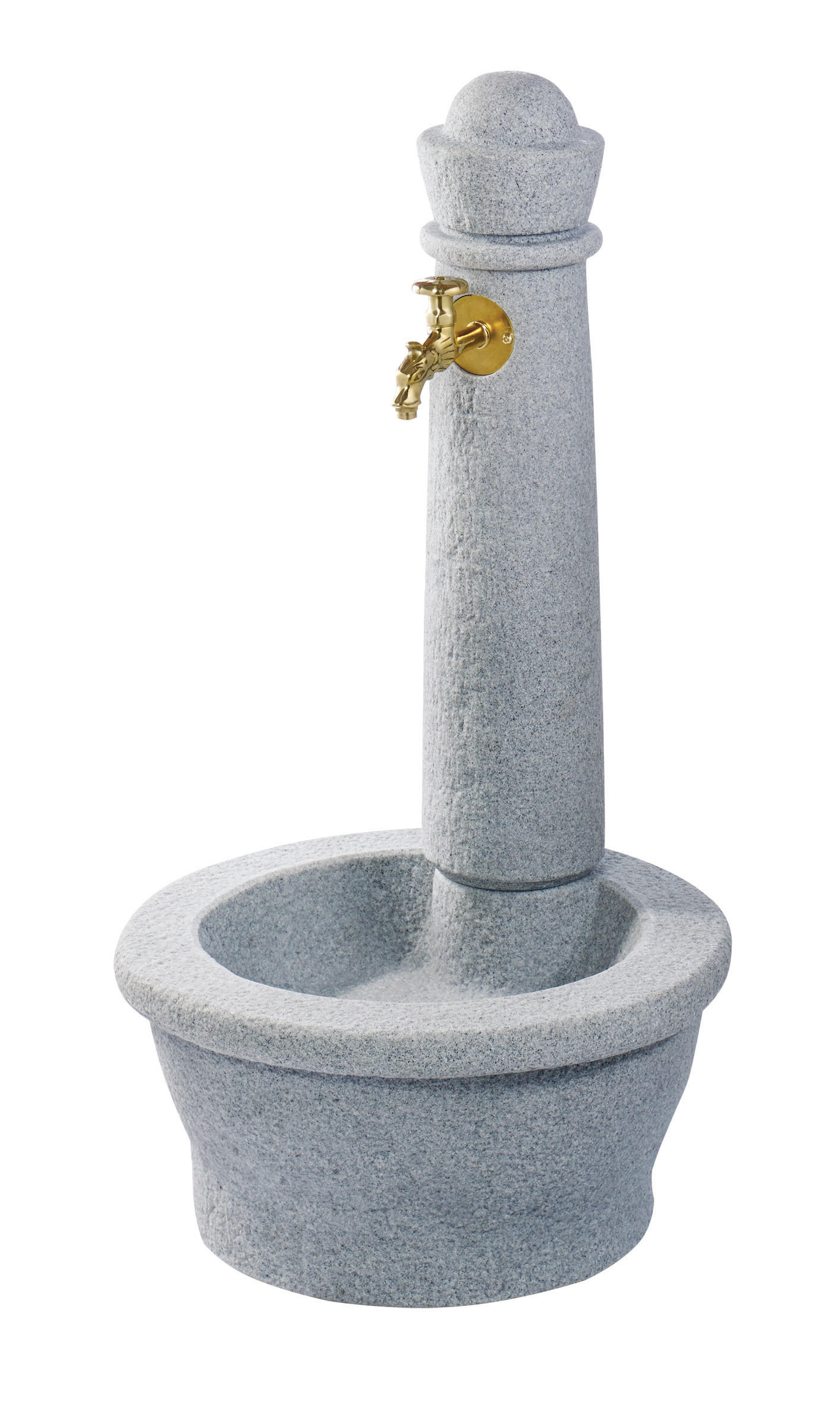STEINBRUNNEN aus Kunststoff, lighte inkl. Nostalgie-Auslaufhahn - Hellgrau, Kunststoff (54/54/100cm) - GARANTIA