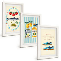BILDER SET 3er Set - 20x30 cm Weißer Rahmen - Italienische Aromen und Lifestyle-Bilder - Weiß, Kunststoff (20/30cm) - TULUP