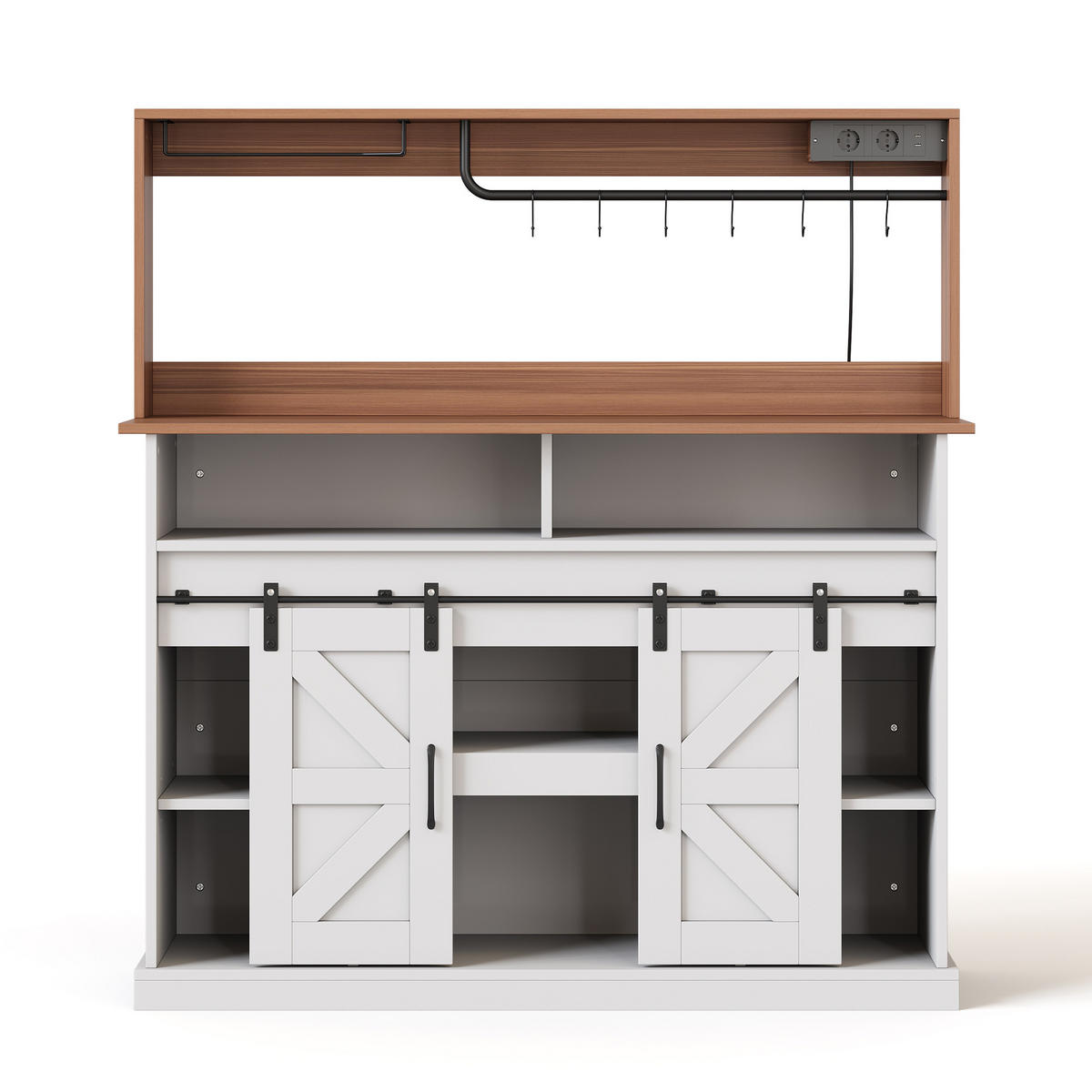 HIGHBOARD 120 cm in Weiß & Natur - Weiß, Holzwerkstoff (120/130/40cm) - Urban Meuble
