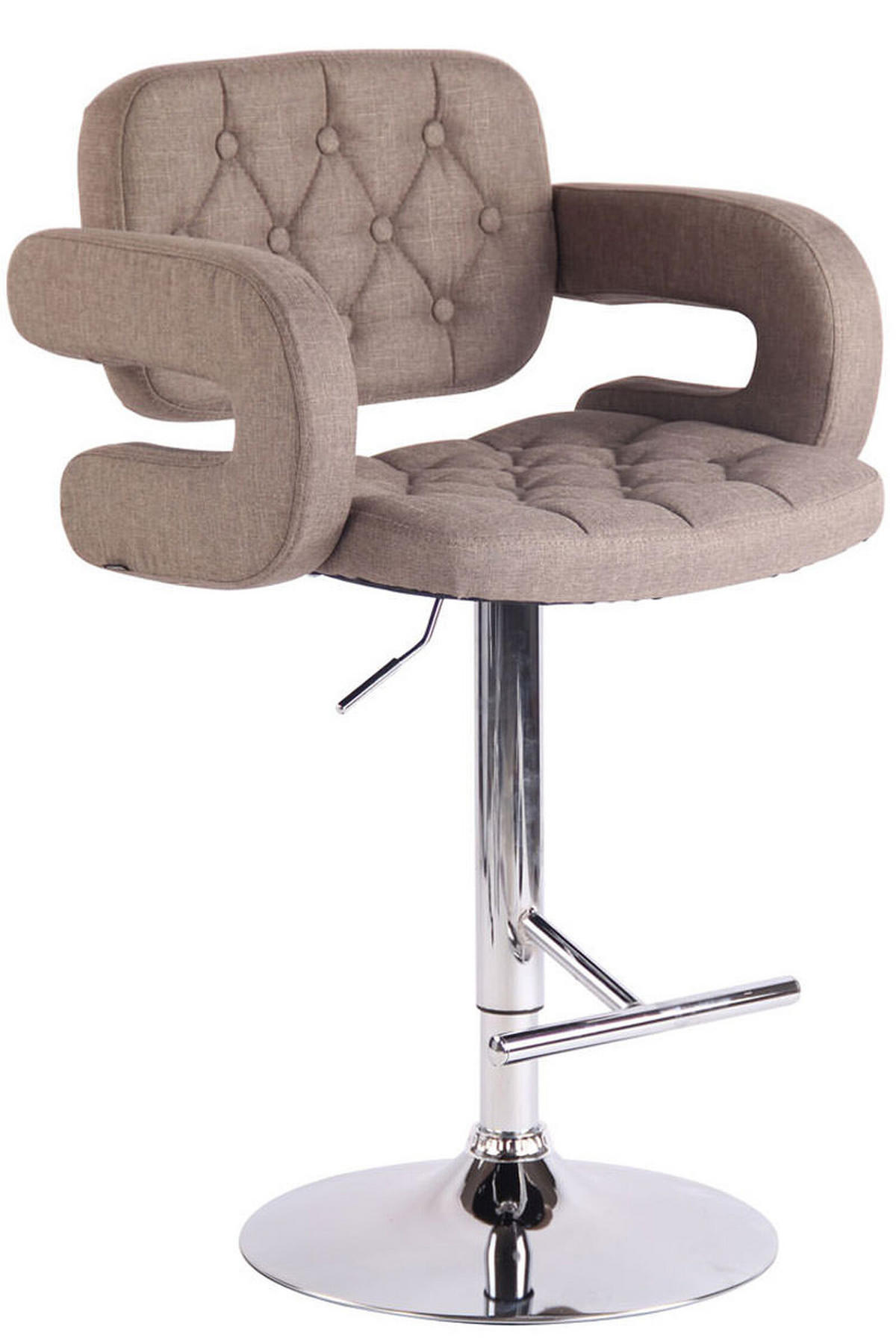 BARHOCKER Dubai, Gestell Metall in Chromoptik, STOFF Taupe - Taupe/Chromfarben, Textil/Metall (52/100/55cm) - TPFLiving