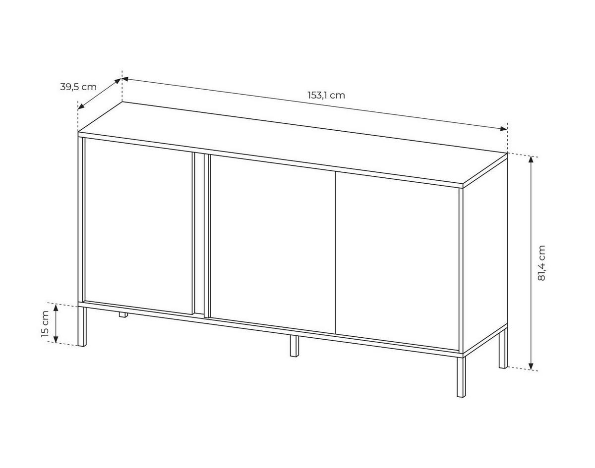 SIDEBOARD DAST Beige 153x40x81 cm - Beige, Holzwerkstoff (153/81/40cm) - FURNLUX