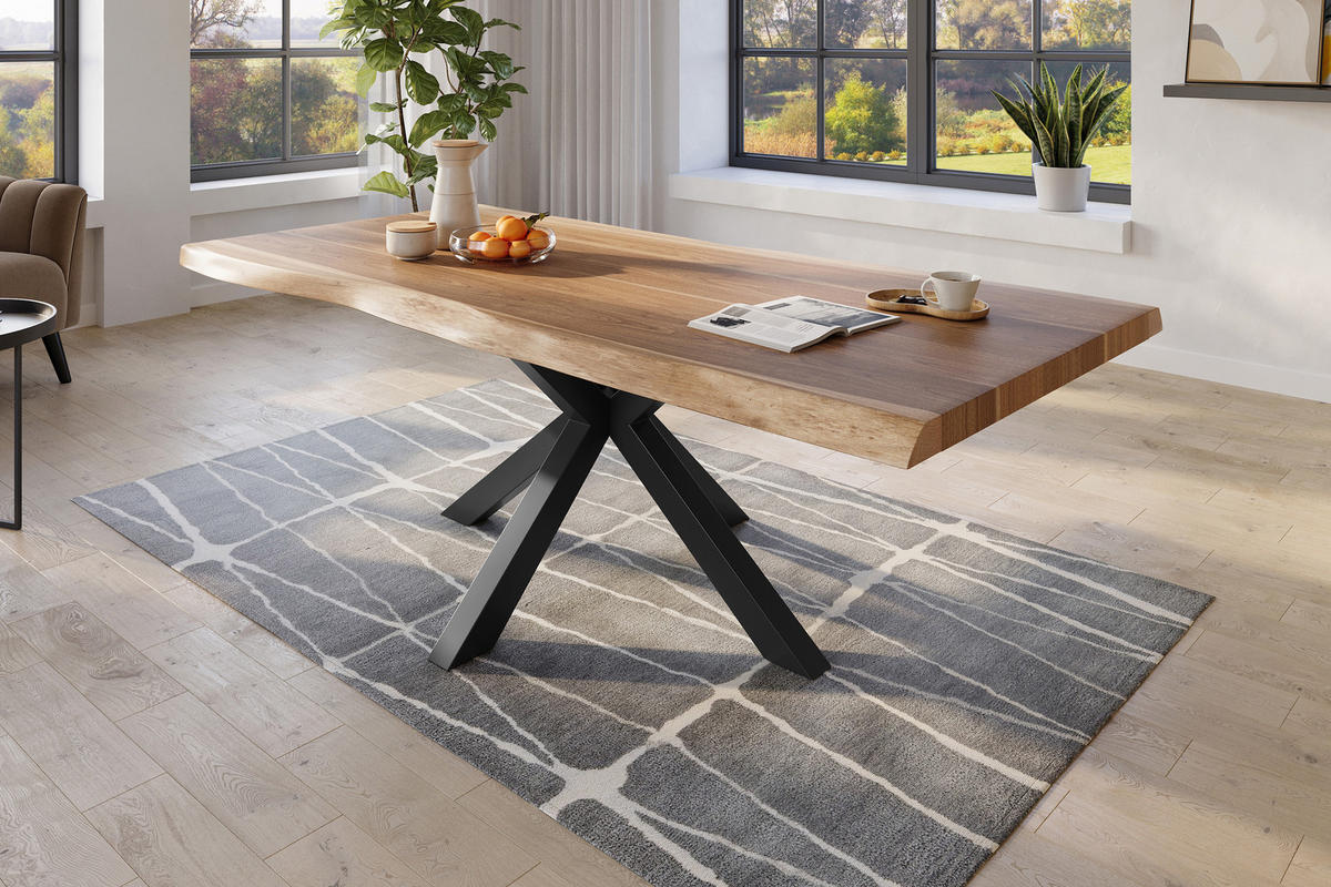 ESSTISCH TITAN - Beige/Schwarz, Holz (120/240/79cm) - SAM