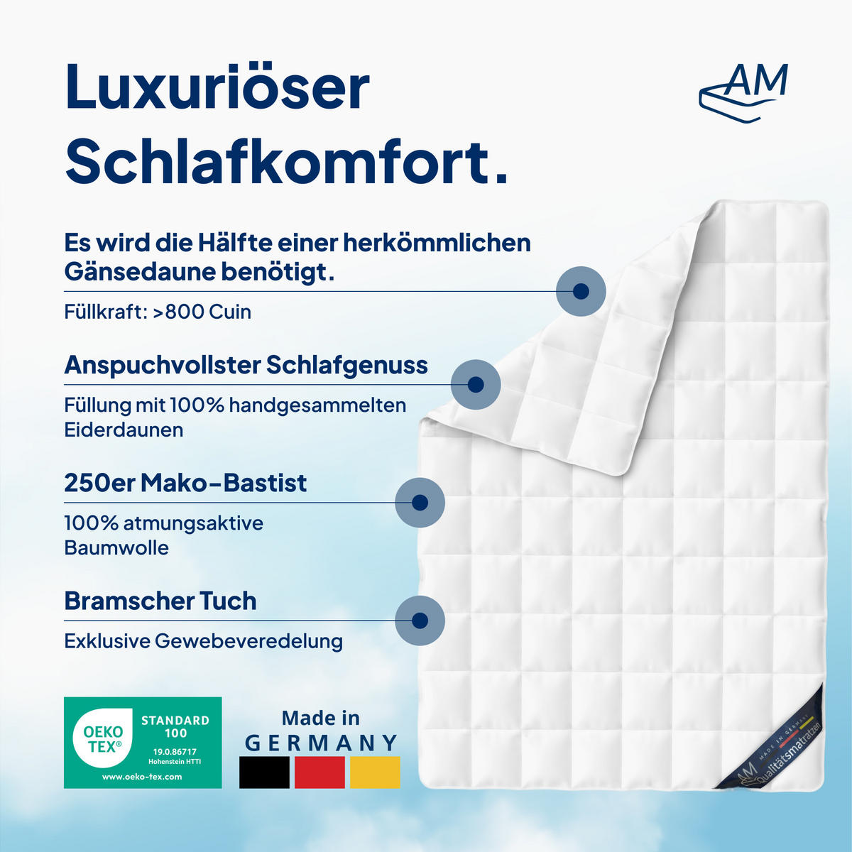 EIDERDAUNENDECKE 135/200 cm Weiß - Weiß, Textil (135/200cm) - AM Qualitätsmatratzen