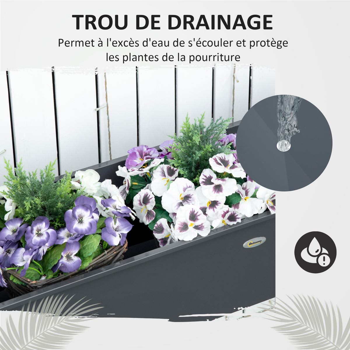 HOCHBEET DE-15980 mit Abflussloch Grau - Grau, Metall (100/80/30cm) - ComfortXL