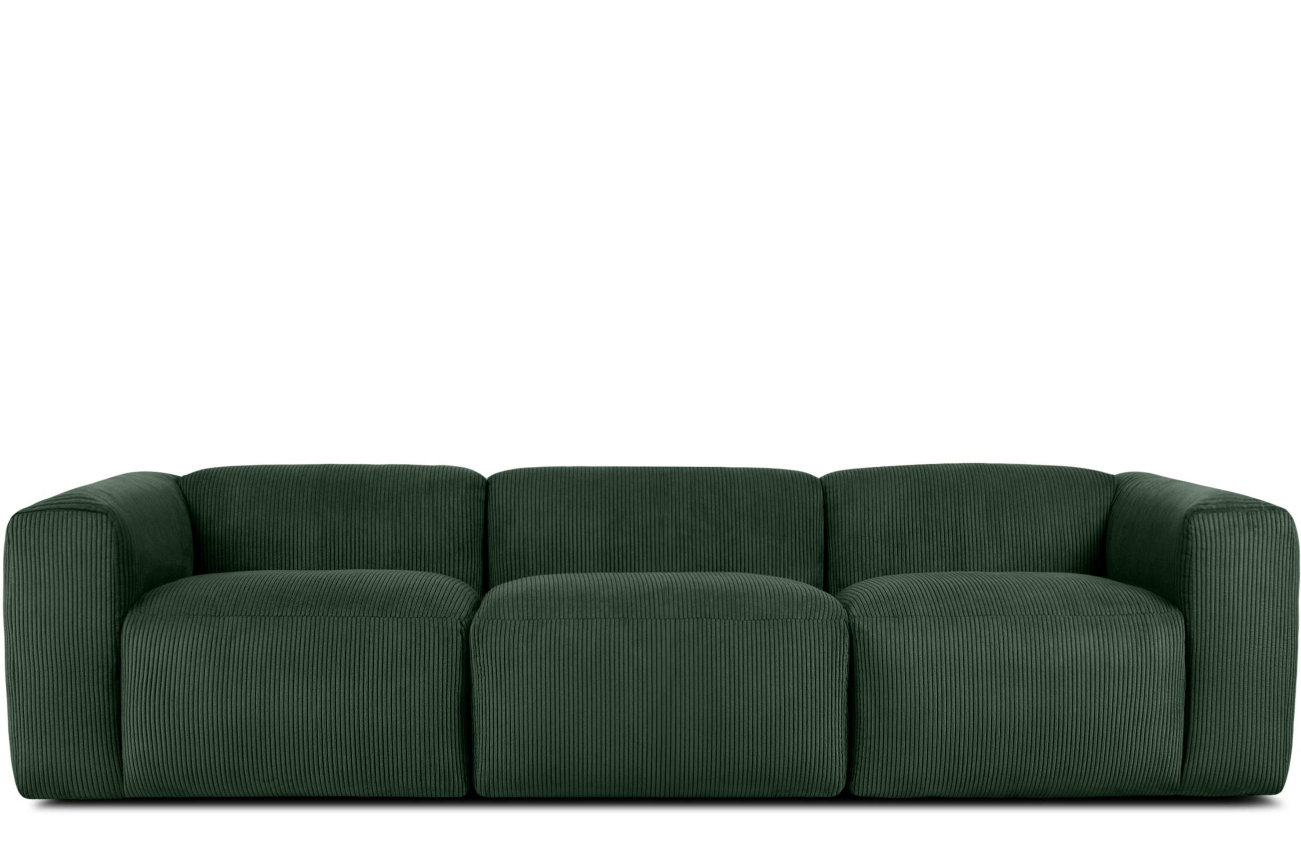 3-SITZER-MODULSOFA BUFFO mit extrem weicher und bequemer Sitzfläche, Kordstoff, dunkelgrün - Dunkelgrün, Textil (290/73/96cm) - KONSIMO®
