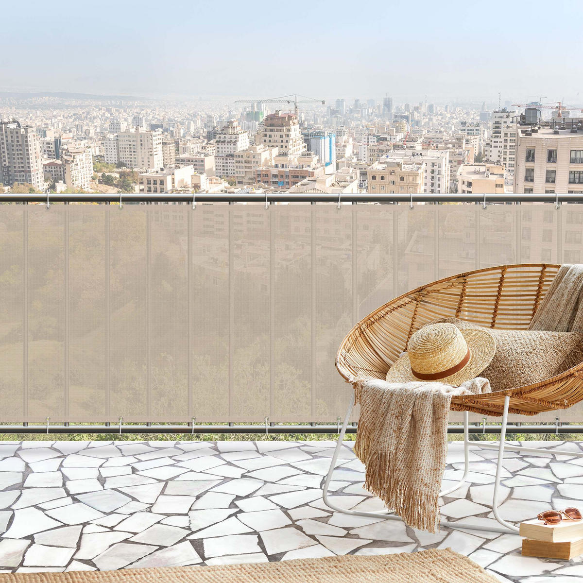BALKON SICHTSCHUTZ Macchiato 450/100 cm - Beige, Kunststoff (450/100cm) - Bilderwelten