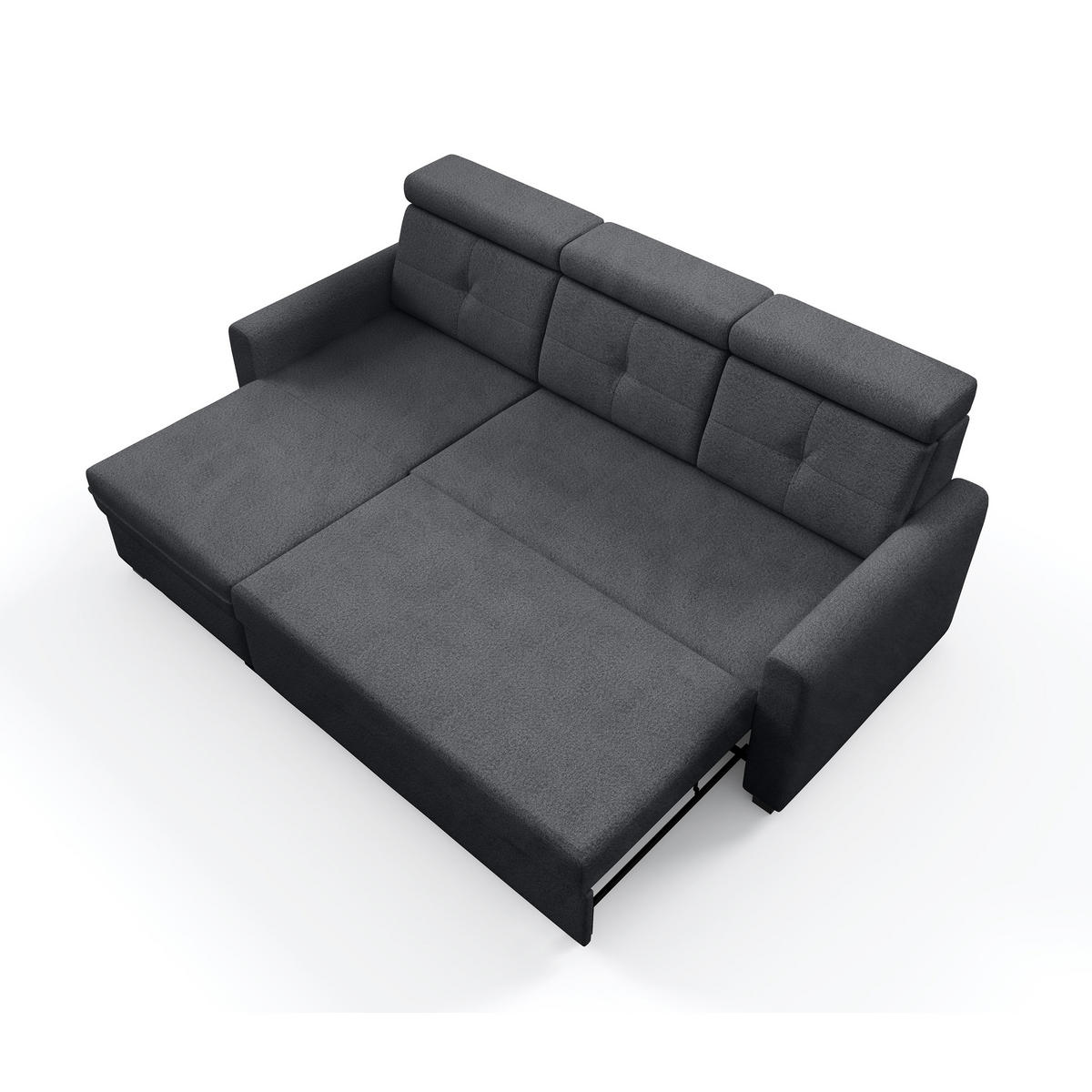 ECKSCHLAFSOFA Milano, Dunkelgrau, links - Dunkelgrau/Schwarz, Textil (217/166cm) - Beautysofa