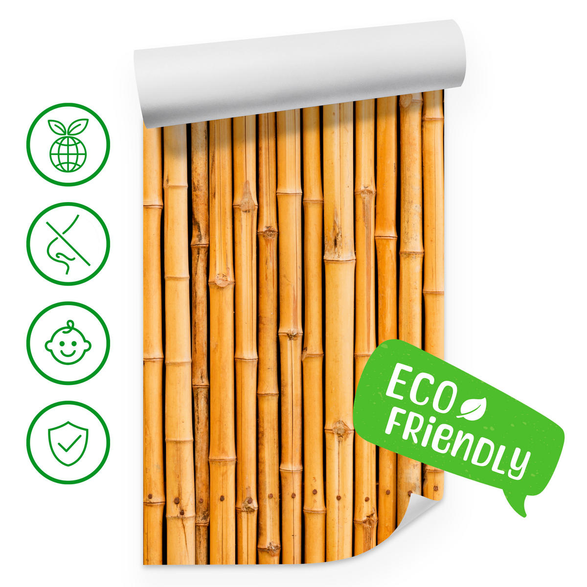 FOTOTAPETA Pre Kuchyňu Bambusová Imitácia Hnedá Stena Rustikálna 250 x 175 cm - oranžová/hnedá, papier (250/175cm) - Muralo