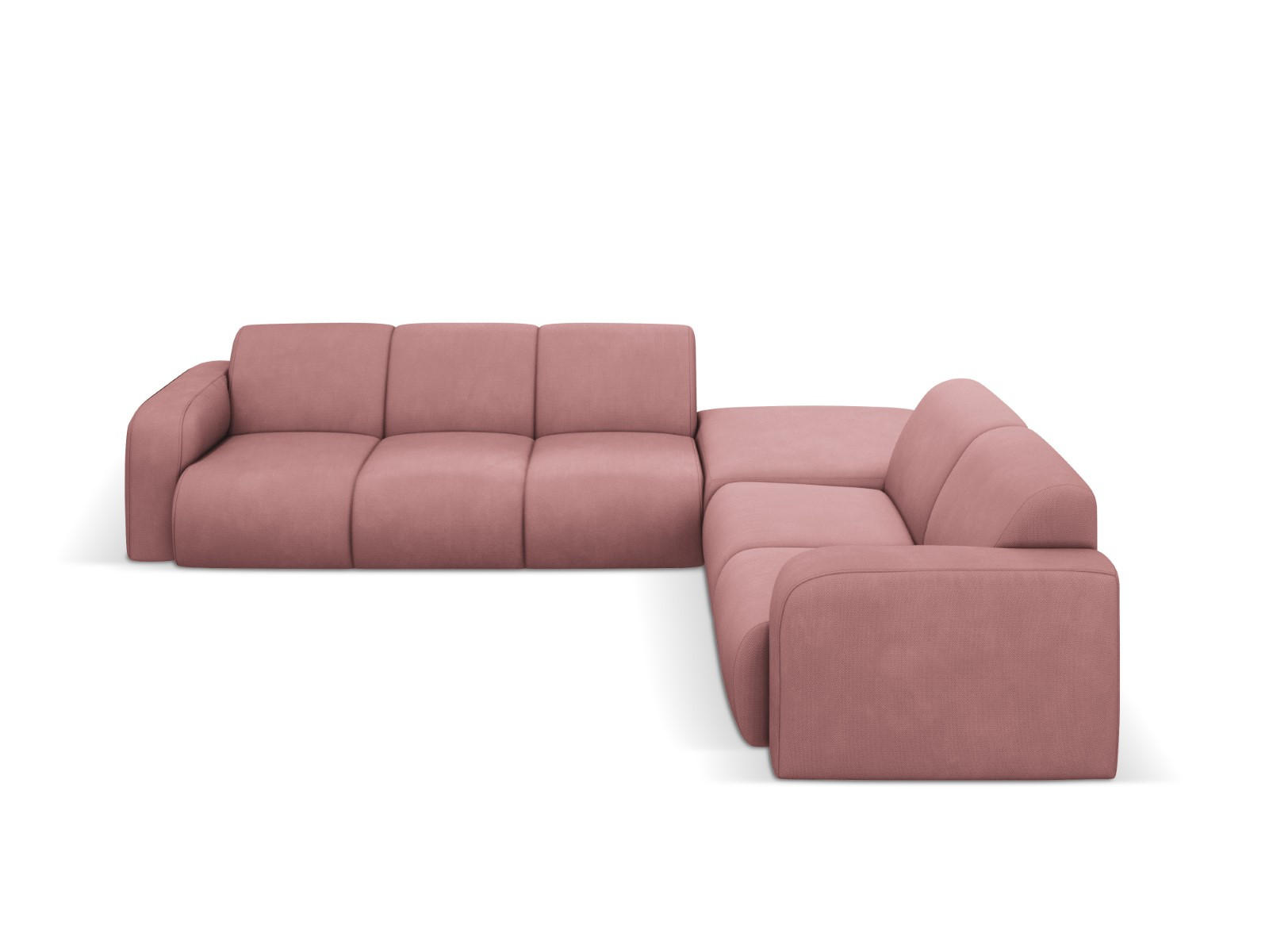 ECKSOFA rechts Molino aus strukturiertem Stoff rosa 6 Sitzplätze - Pink, Textil (250/315cm) - Micadoni
