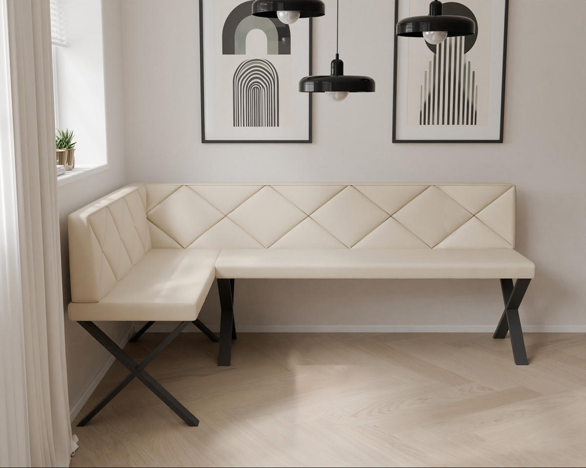 ECKBANK links VERO X Kunstleder gesteppt, 142/196 cm Beige - Beige, Kunststoff/Textil (142/196cm) - Idohome