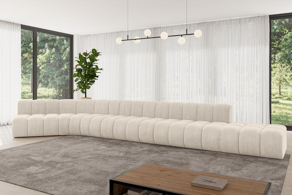 ECKSOFA modulares Sofa Brilo-L3 - 562x174x70 cm Beige - Beige, Holzwerkstoff/Textil (562/174cm) - ALTDECOR