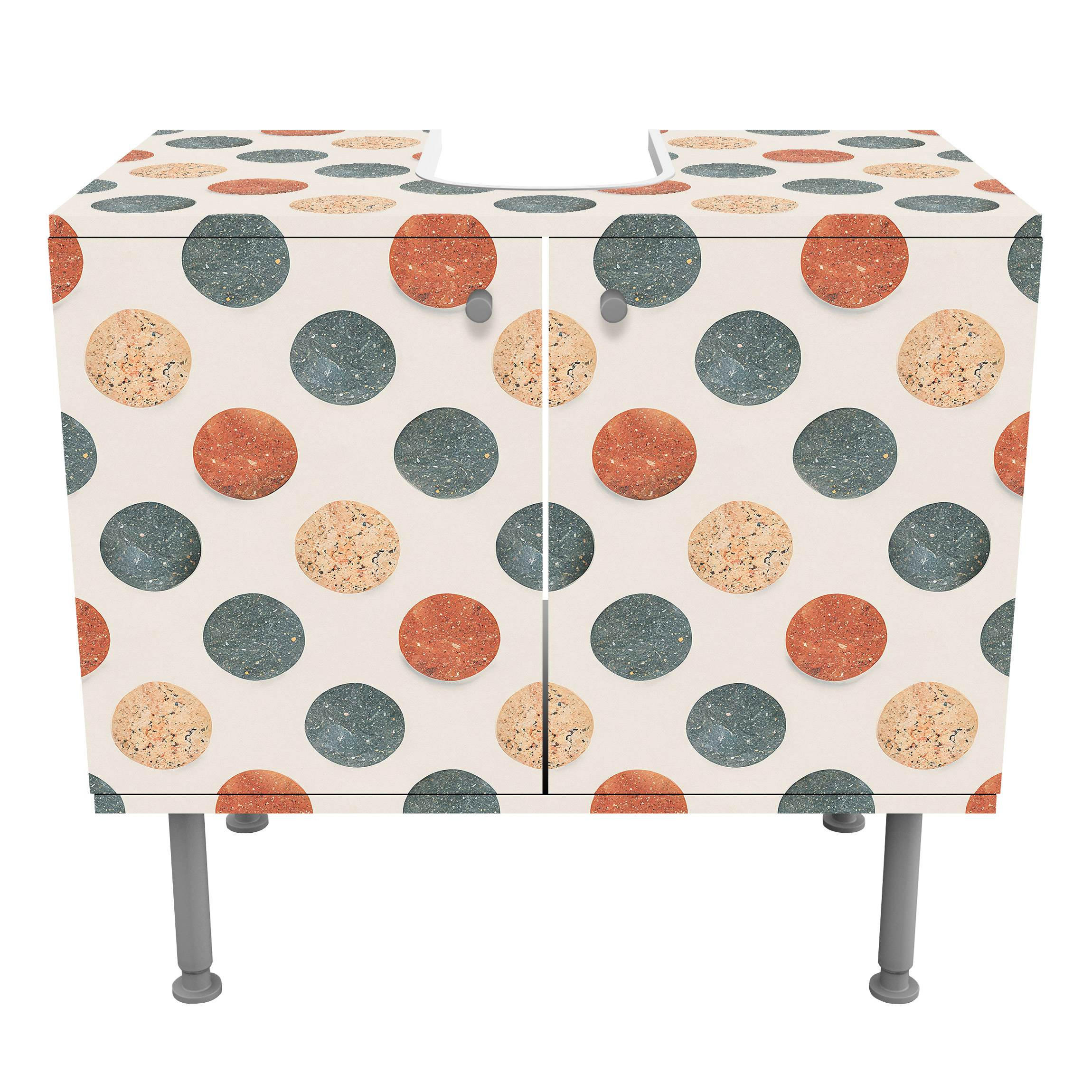 WASCHBECKENUNTERSCHRANK Rundes Terrazzo 60/55/35 cm - Beige, Holzwerkstoff (60/55/35cm) - Bilderwelten