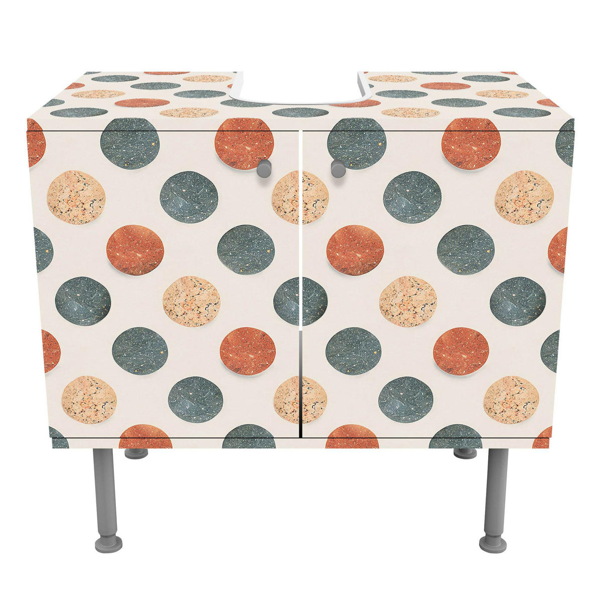WASCHBECKENUNTERSCHRANK Rundes Terrazzo 60/55/35 cm - Beige, Holzwerkstoff (60/55/35cm) - Bilderwelten
