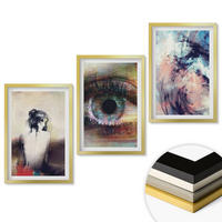 WANDBILDER 3er Set - 40x60 cm Goldrahmen - Porträt einer Frau mit abstrakten Emotionen - Goldfarben, Kunststoff (40/60cm) - ArtPrintCave