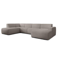 WOHNLANDSCHAFT Didim Beige 378/220/78 cm – großes Sofa stilvoll & bequem L - Beige/Schwarz, Kunststoff/Textil (220/78/378cm) - AX Living