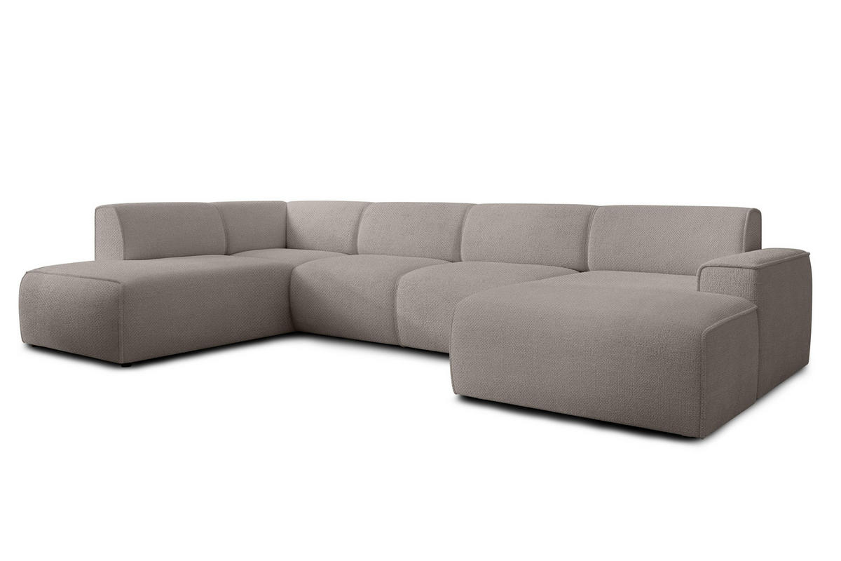 WOHNLANDSCHAFT Didim Beige 378/220/78 cm – großes Sofa stilvoll & bequem L - Beige/Schwarz, Kunststoff/Textil (220/78/378cm) - AX Living