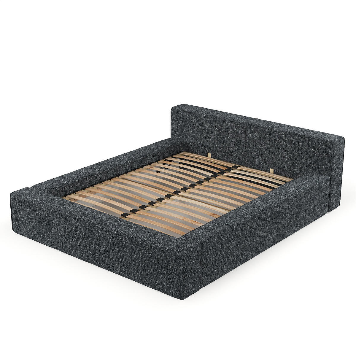 POLSTERBETT Casto mit Stauraum 140/200 cm Grau im Blur Stoff - Schwarz/Naturfarben, Holz/Holzwerkstoff (140/200cm) - AltaBeds
