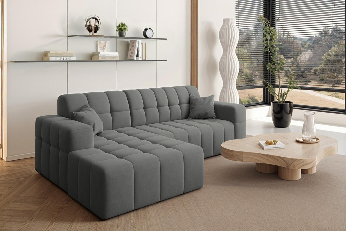 ECKSOFA L-förmiges Nimes Velours Stoff Anthrazit Links - Anthrazit, Holz/Kunststoff (168/265cm) - Kaiser Möbel
