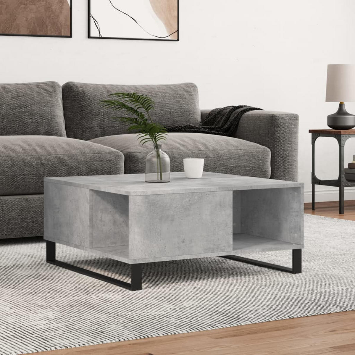 COUCHTISCH Betongrau 80x80x36,5 cm Holzwerkstoff - Grau, Holzwerkstoff (80/80/36.5cm) - furnicato