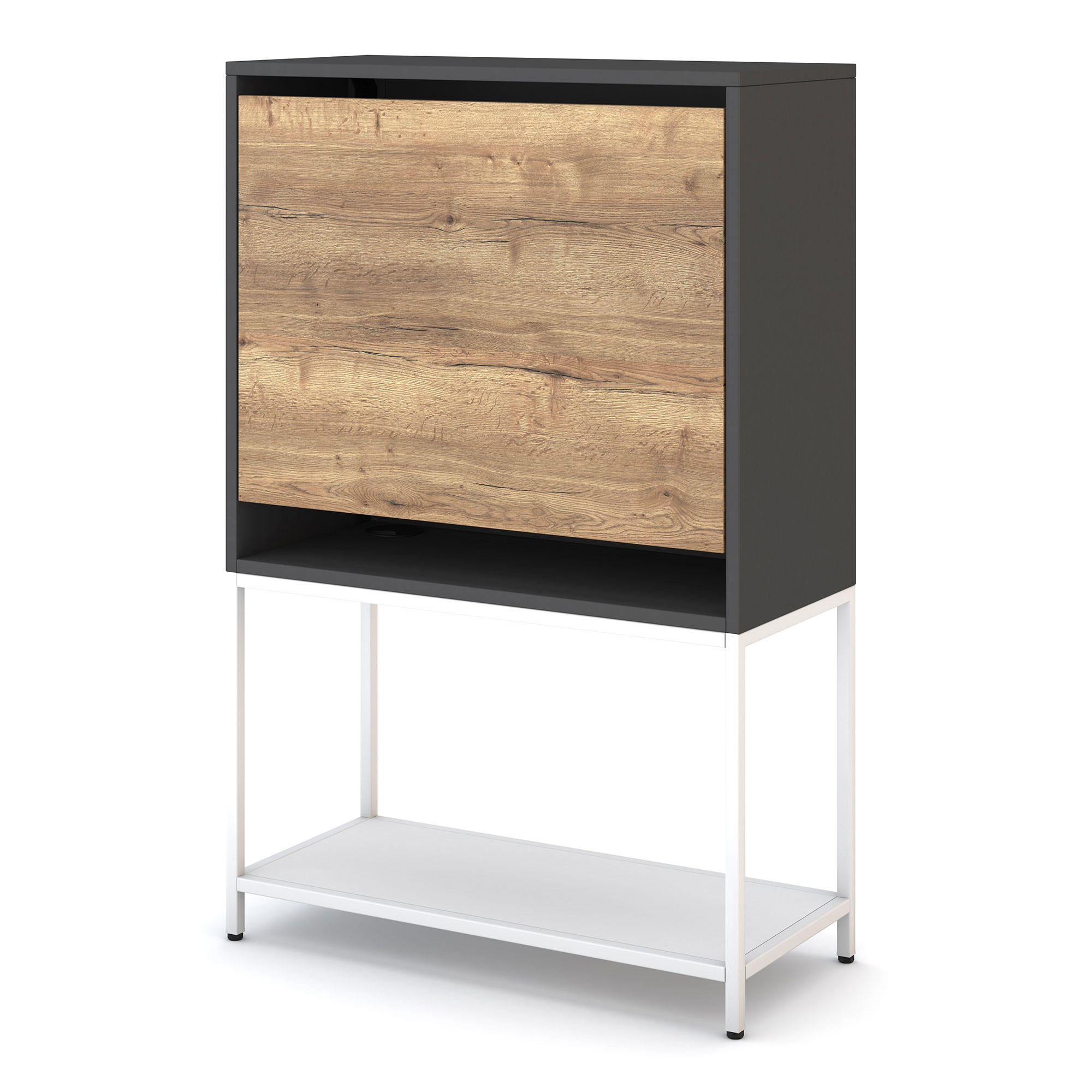 SEKRETÄR Cubas Premium Signalweiß /76-76cm Anthrazit - Anthrazit/Weiß, Holz/Metall (36/80/121.2cm) - ASSMANN