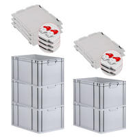 EUROBOX 5x Nextgen Economy Mit Scharnierdeckel Grau/Rot Griffe Geschlossen 65 Liter - Rot, Kunststoff (40/32/60cm) - PROREGAL