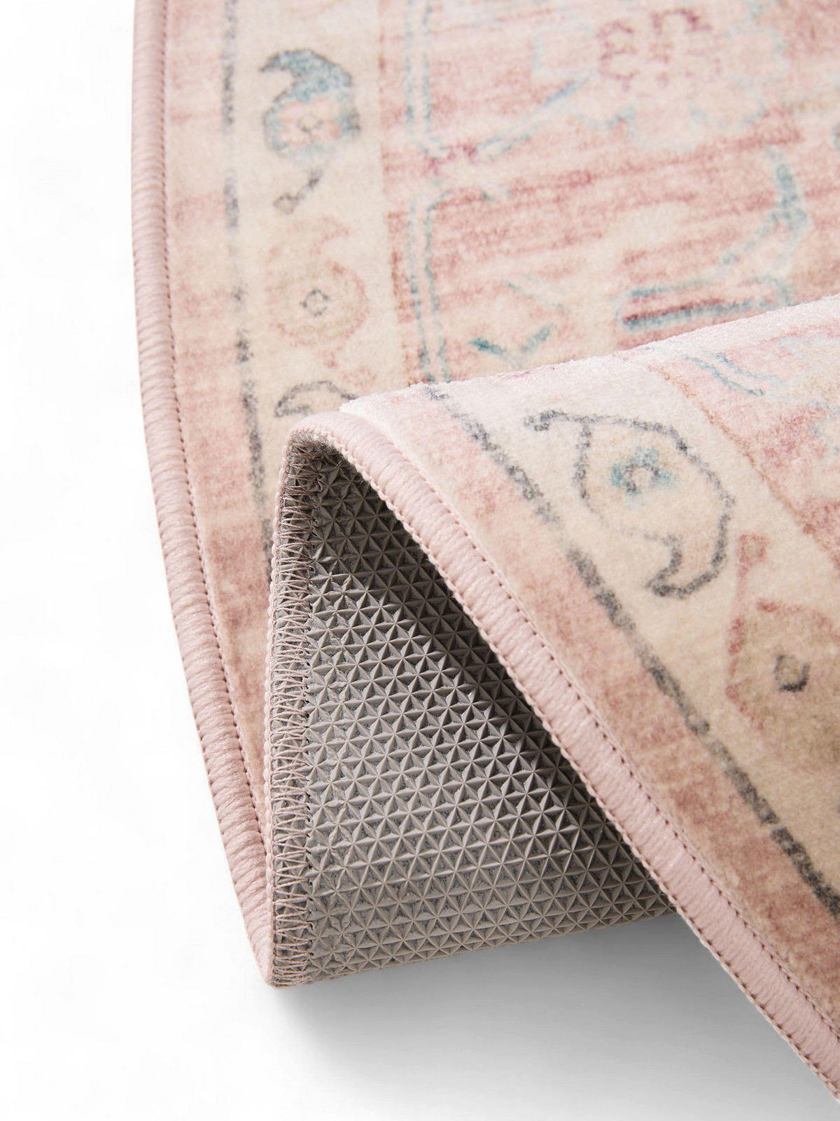 VINTAGE-TEPPICH Miray waschbar ø 160 cm rund - Rosa, Kunststoff (160/160cm) - benuta Nest