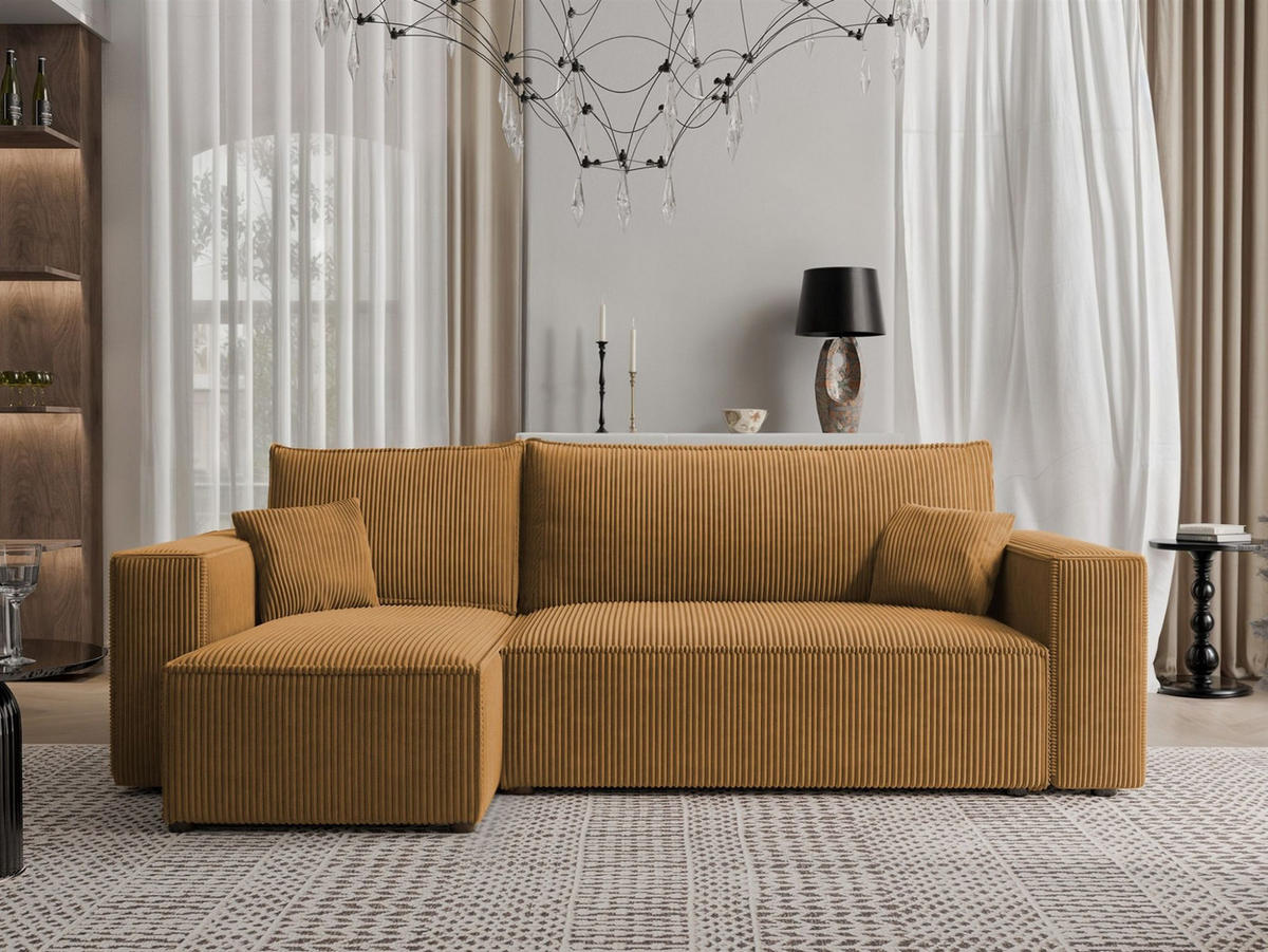 ECKSOFA Adara Mit Schlaffunktion - Gelb, Holzwerkstoff/Textil (244/145cm) - Fun Möbel