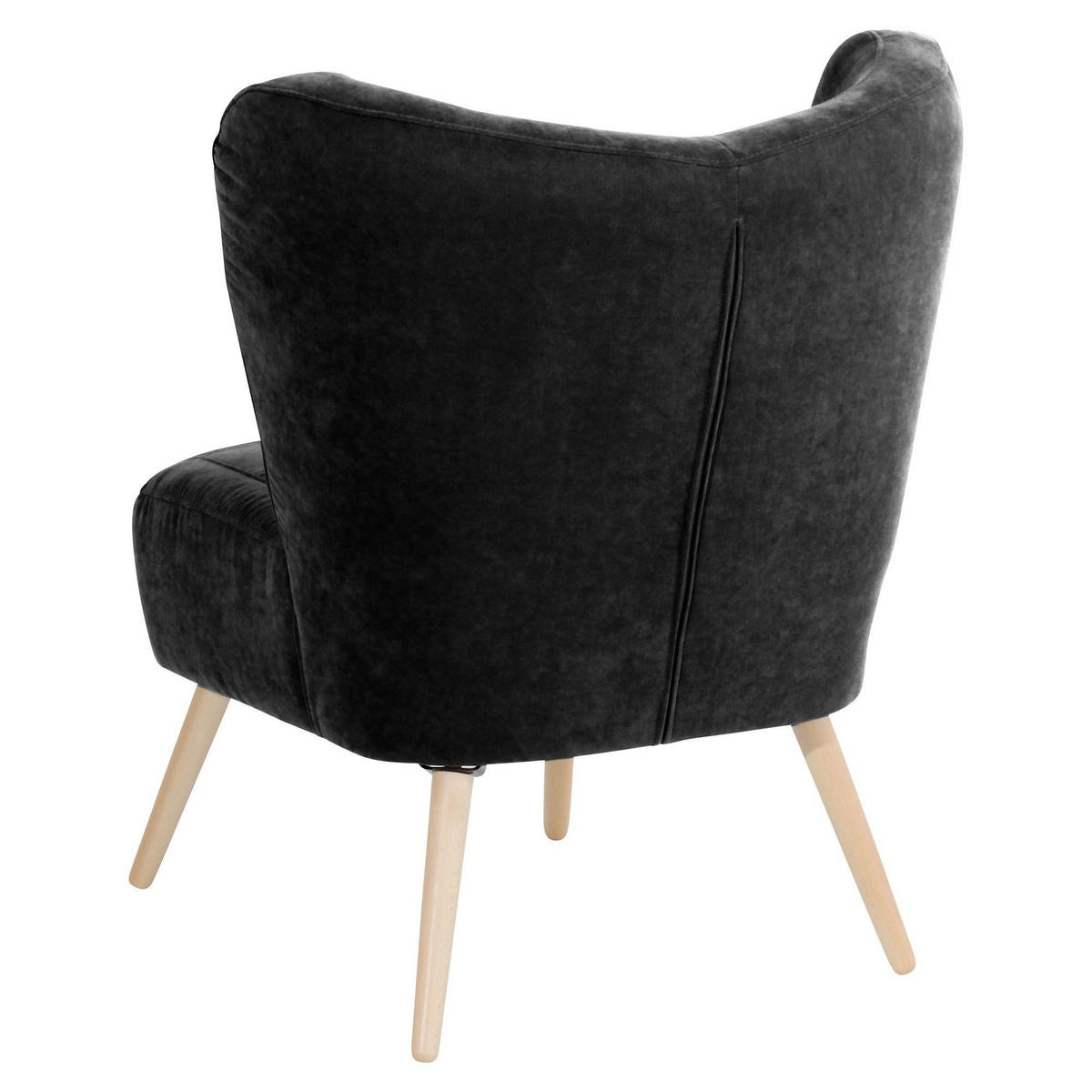 SESSEL Kathy Bezug Veloursstoff Buche natur / schwarz - Schwarz, Kunststoff (70/86/69cm) - 58aufmkessel