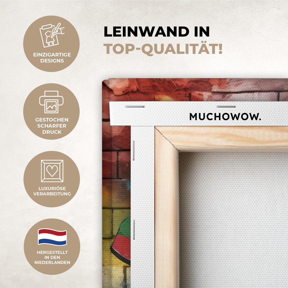 LEINWANDBILD Affe - Graffiti - Musik Wandbild Wohnzimmer 50x50 cm - Multicolor, Textil (50/50cm) - MuchoWow