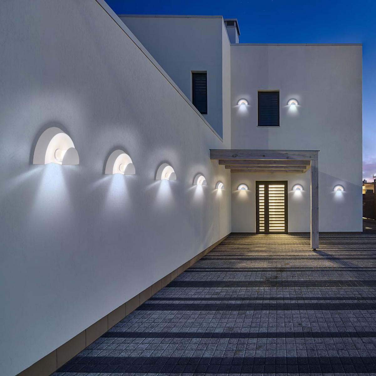 LED AUSSEN-WANDLEUCHTE Stahl Weiß - Weiß, Glas (10.5/14/28cm)