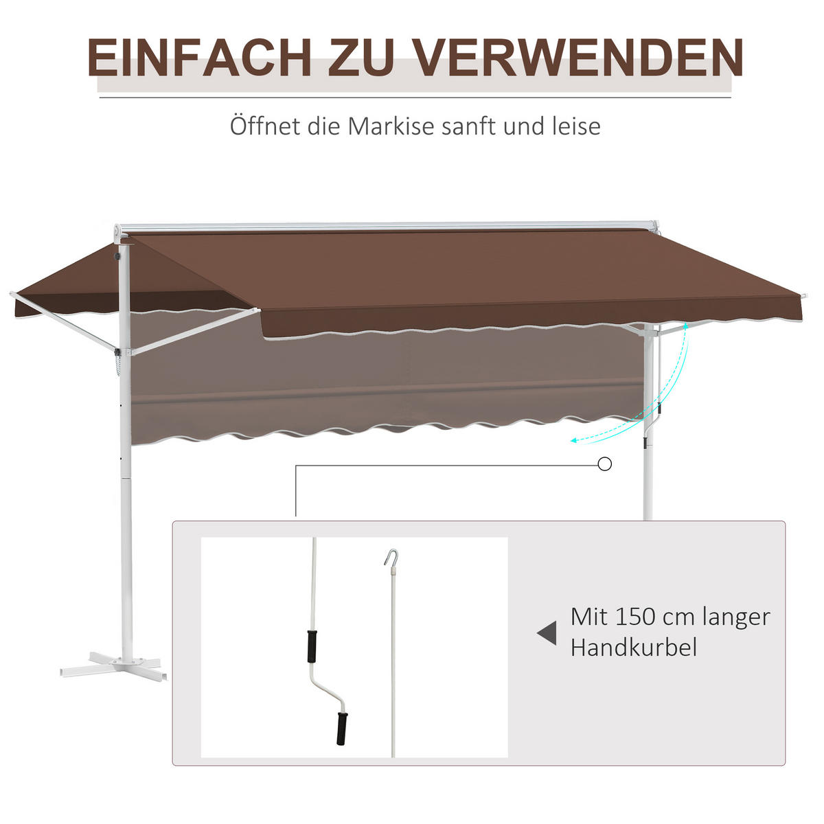 STANDMARKISE, Grau/Kaffee, Metall, Polyester - Braun, Kunststoff (298/255/395cm) - Outsunny
