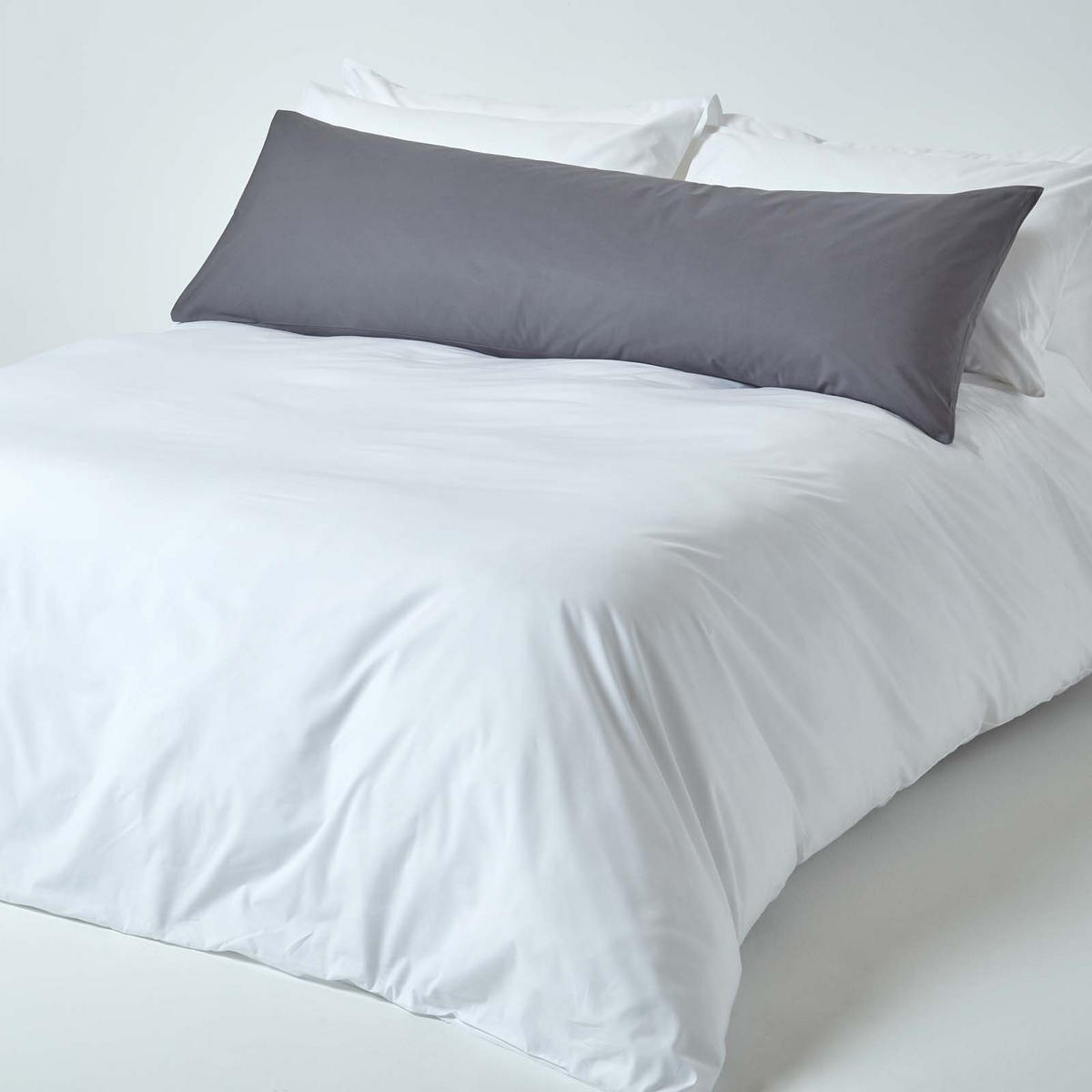 SEITENSCHLÄFERKISSENBEZUG Perkal, Fadendichte 200, 48/136 cm - Dunkelgrau, Textil (50/140cm) - Homescapes