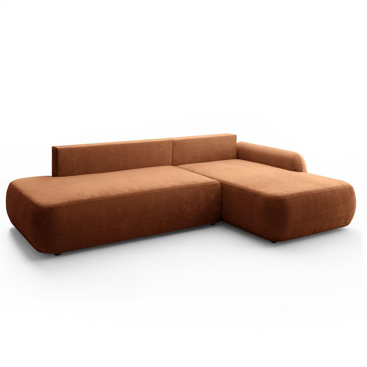 ECKSOFA GOYA mit Schlaffunktion und Bettkasten, Rechte, Perfect Harmony 52 - Rotbraun, Textil (302/184cm) - Lookway