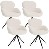 DREHSTUHL Albano Bouclé Creme (4er-Set) - Creme, Textil (59/90/65cm) - Juskys
