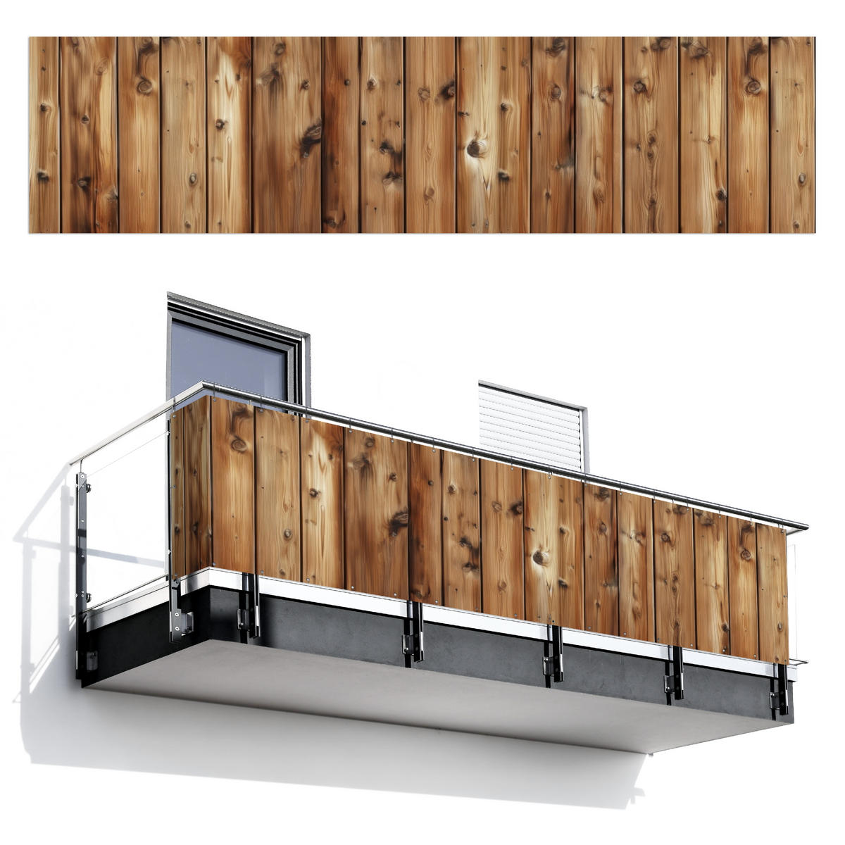 BALKON-SICHTSCHUTZ Holz - Regale - Braun - Buchefarben, Kunststoff (500/130cm) - MuchoWow