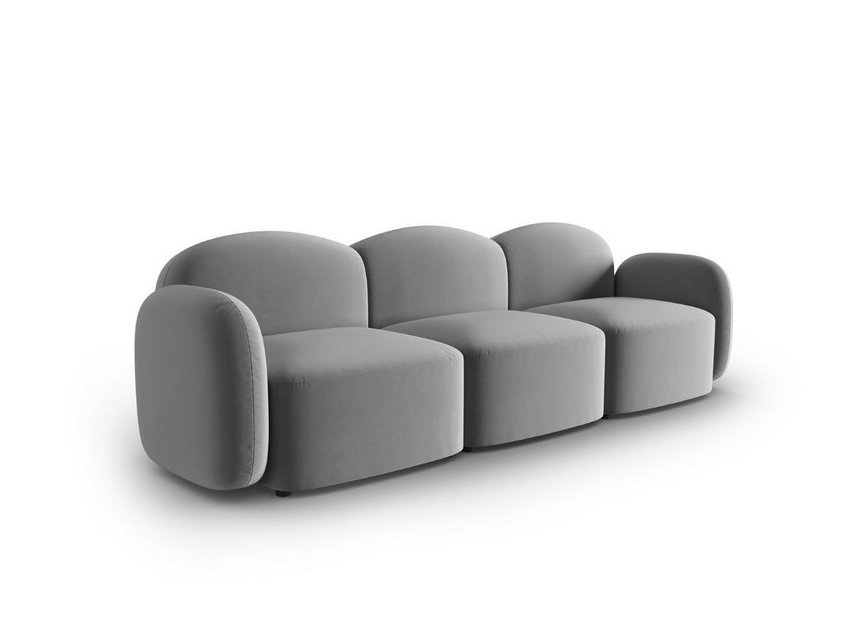 SOFA Blair aus Samt hellgrau 3 Sitzplätze - Hellgrau, Textil (87/80/272cm) - Micadoni