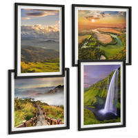 BILDER SET 4er Set - 50x50 cm & 40x60 cm Schwarzer Rahmen - Ausblicke auf Berge, Flüsse und Wasserfälle - Schwarz, Kunststoff (50/50cm) - TULUP