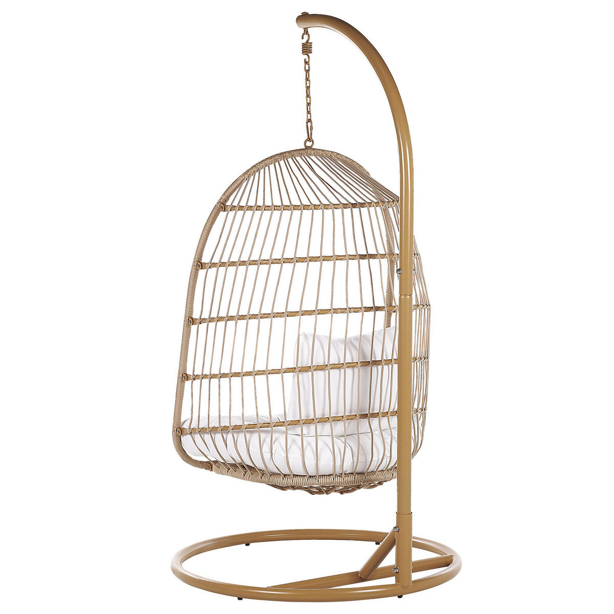 HÄNGESESSEL mit Gestell Flechtseil natürlich 102 cm Allera - Beige, Kunststoff (102/200/102cm) - Beliani