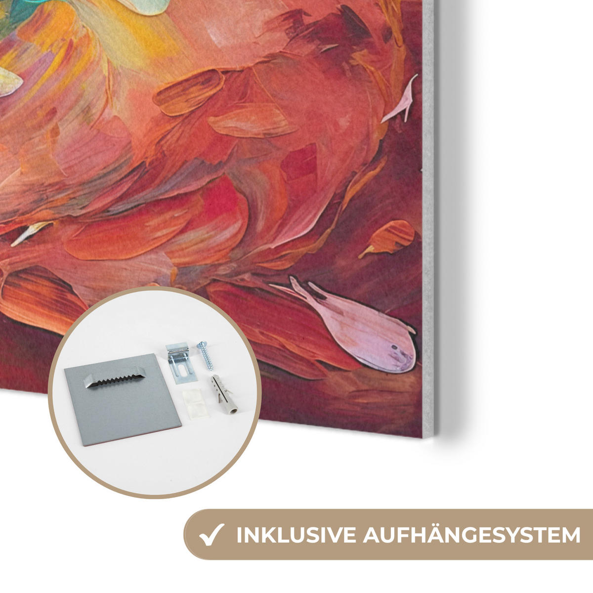 AKUSTIKBILD Ölgemälde - Kunst - Abstrakt - Farbenfroh Wanddeko 70x50 cm - Altrosa, Kunststoff (70/50/0.9cm) - MuchoWow
