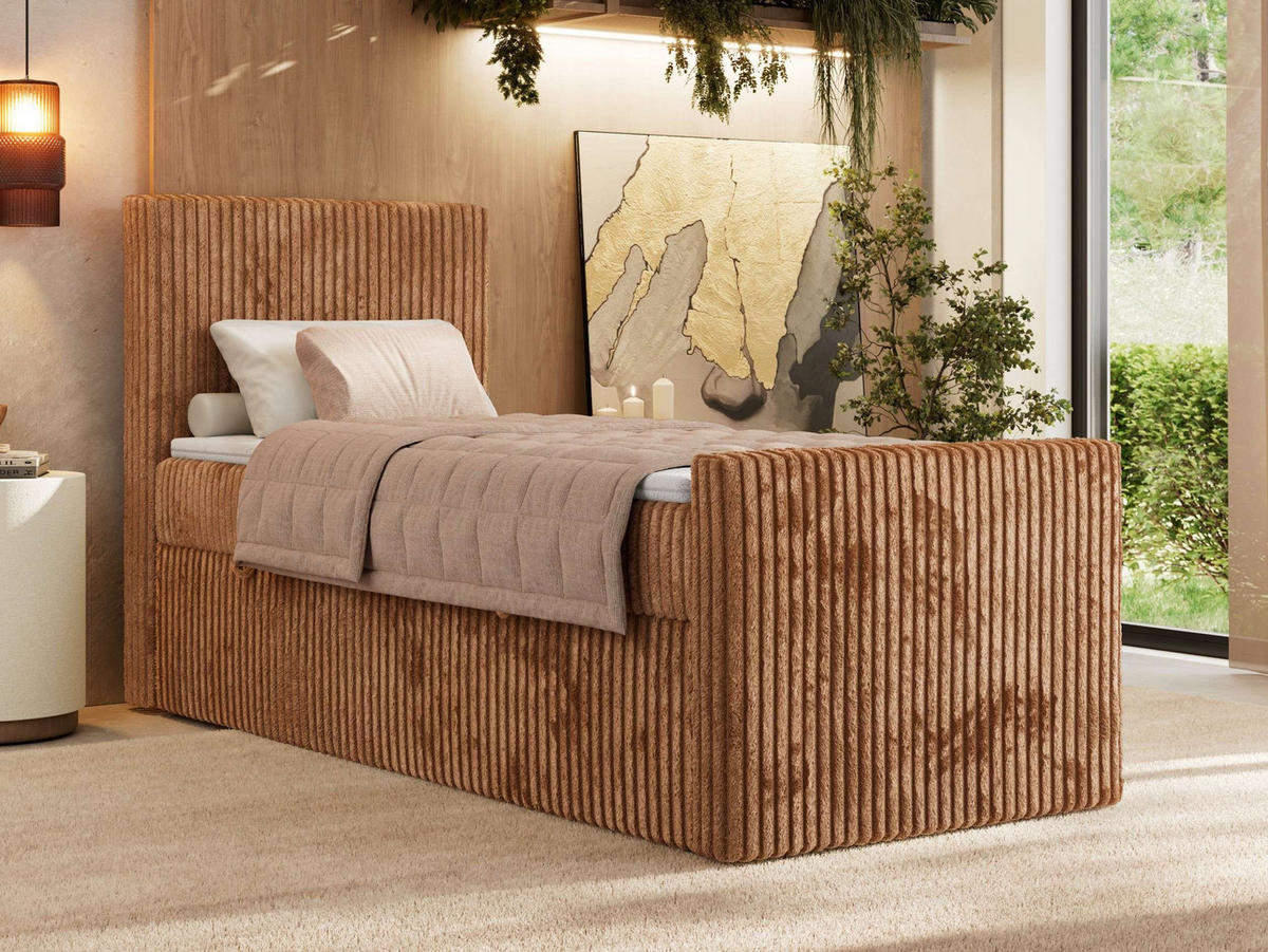 BOXBETT TILIANO DUO 90/200 - Orange Cord - H4 - Topper T25 - Links Seite - pomerančová, textil (90/200cm) - MKS