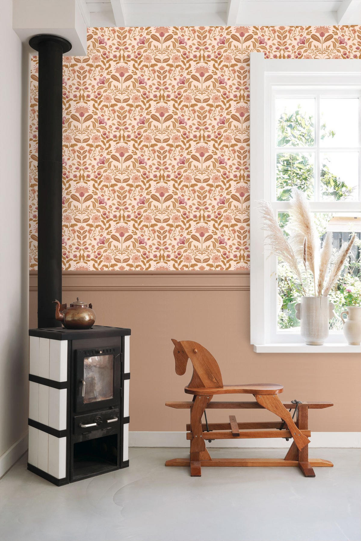 TAPETE Blumenmuster 50 x 900 cm - Beige, Papier (50/900cm) - ESTAhome