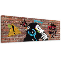 WANDBILD banksy dj affe - Braun, Textil (90/30cm) - Feeby