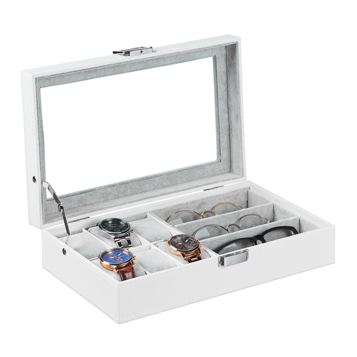 SHRANJEVANJE nakita - bela, umetna masa/leseni material (33/9/20.5cm) - Relaxdays