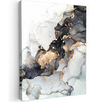LEINWANDBILD Marmor - Schwarz - Weiß - Gold - Luxus - Abstrakt 60x80 cm - Goldfarben, Textil (60/80cm) - MuchoWow