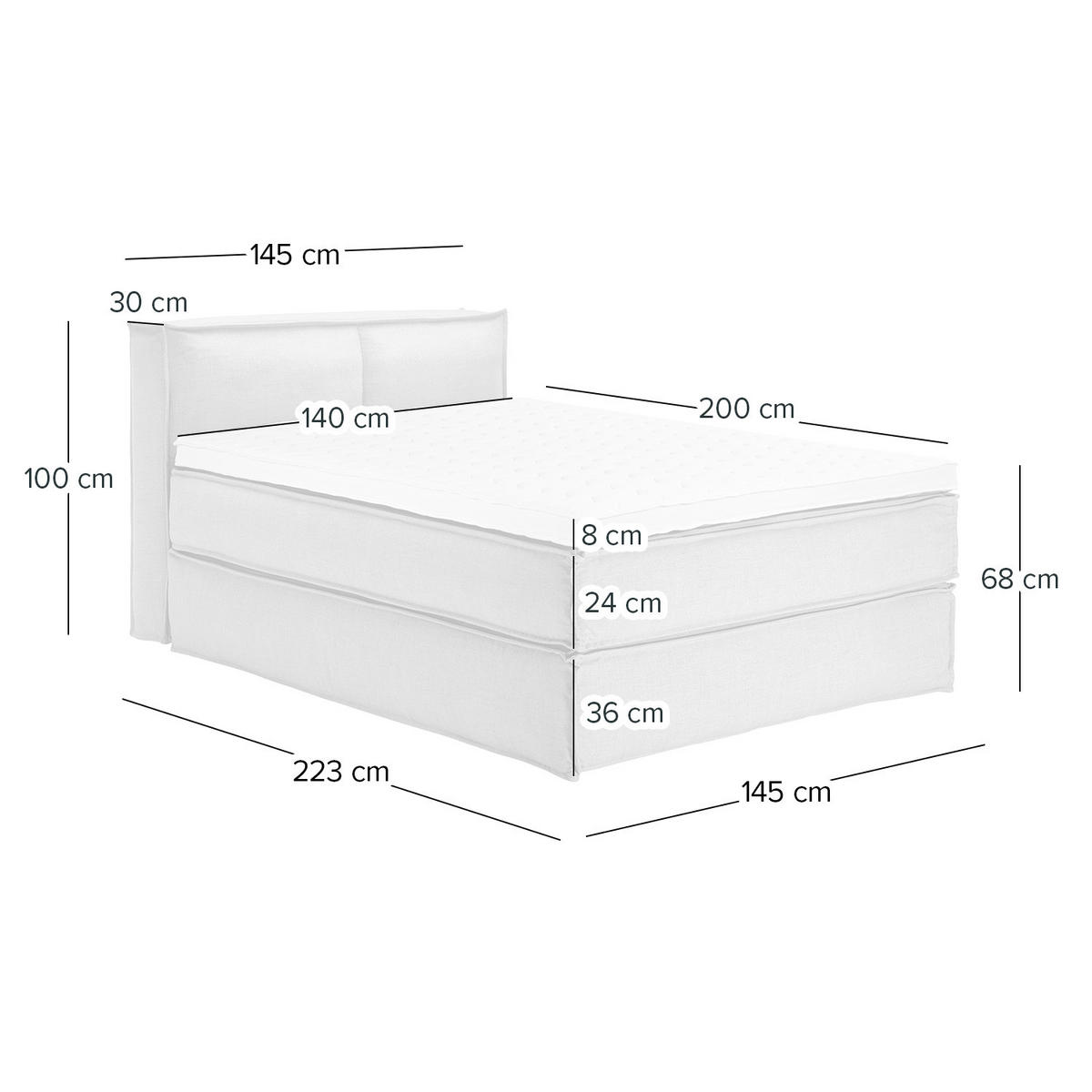 BOXSPRINGBETT mit Kopfteil - Premium - Weiß, Textil (140/200cm) - home24